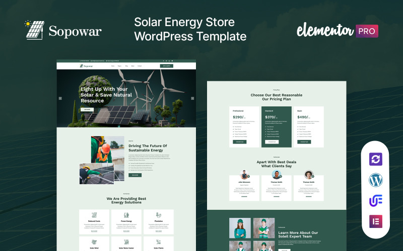 太阳能电池板和可再生能源WordPress主题