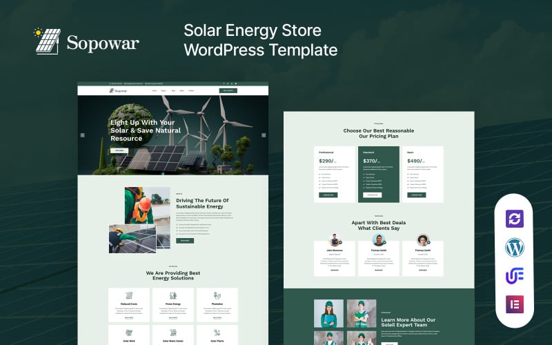 Sopowar – Solarmodule und erneuerbare Energien WordPress Elementor Theme