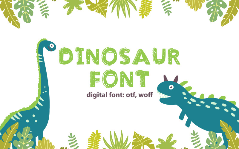 Çocuklar için dinozor sevimli saf yazı tipi tasarımı