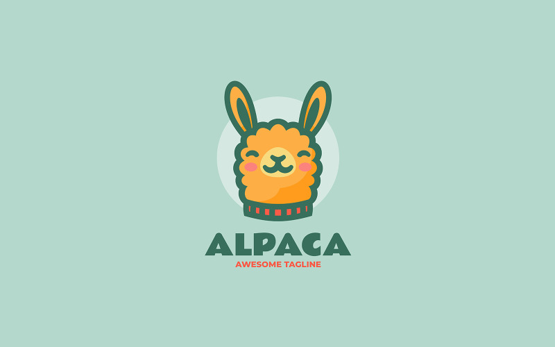 Logotipo de desenho animado da mascote da alpaca 1