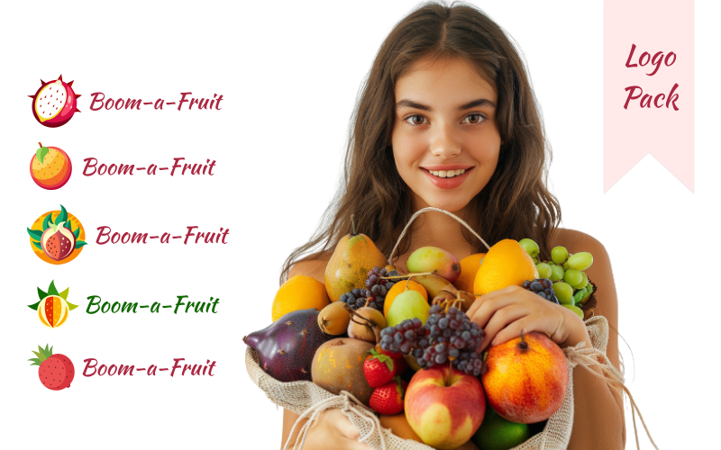 Boom-a-Fruit -为异国情调的水果店设计的极简主义标志包