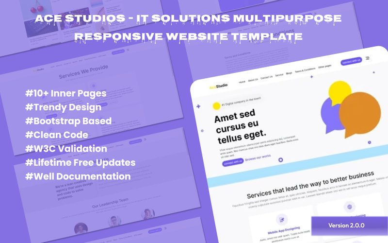Ace Studios - Modèle de site Web réactif polyvalent pour entreprise de services aux entreprises et solutions informatiques
