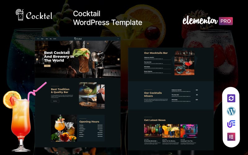 鸡尾酒-酒吧和鸡尾酒餐厅WordPress主题
