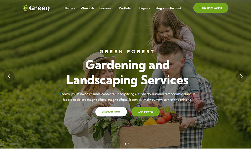 绿色-反应性HTML5网站模型花园和景观