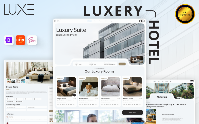 LUXE -高级豪华酒店预订引导HTML网站模板