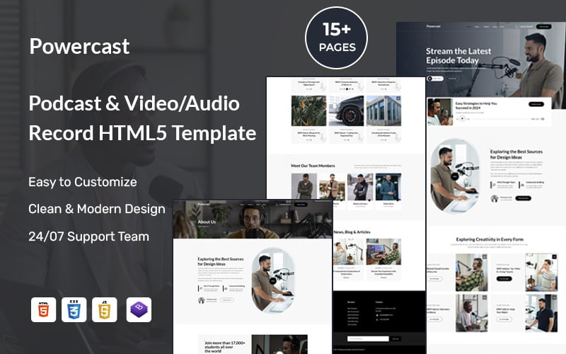 Pawercast - Podcast & Video Audio Record Shop HTML5-mall