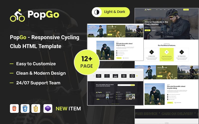 Popgo – Bike Racing & Cycling Event HTML5 sablon