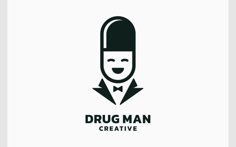 Логотип человека в капсулах с лекарствами