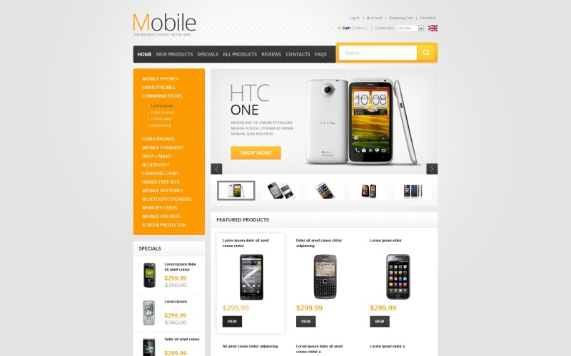 Modello ZenCart per Mobile Store
