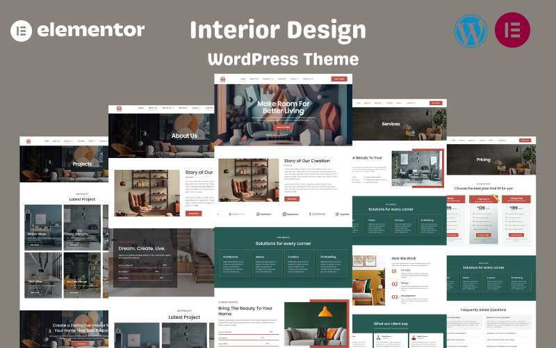 Дизайн меблів і інтер'єру Elementor WordPress тема