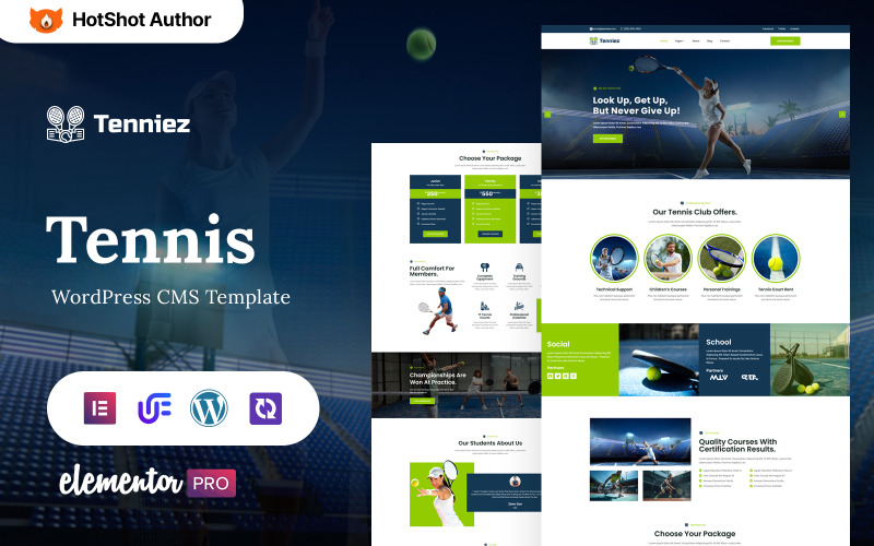 Tenniez - Tennis- och sportklubb WordPress Elementor-tema