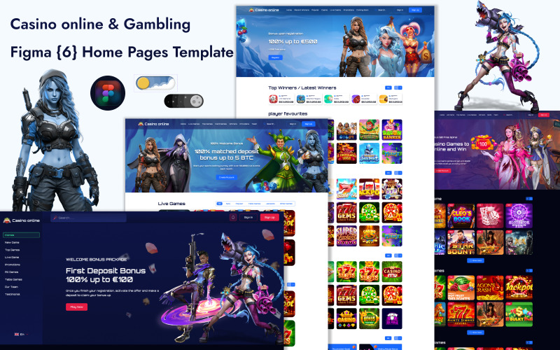 Online-Casino und Glücksspiel Figma {6} Homepage-Vorlage