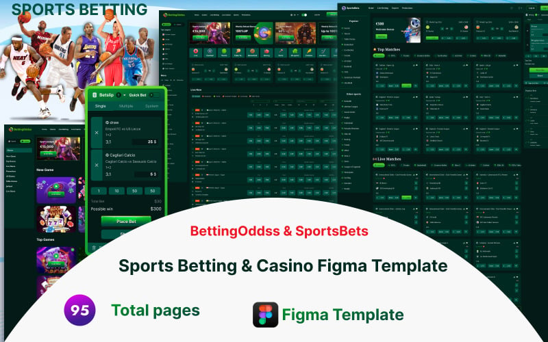 体育赌注和博彩——体育博彩和赌场的Figma模型