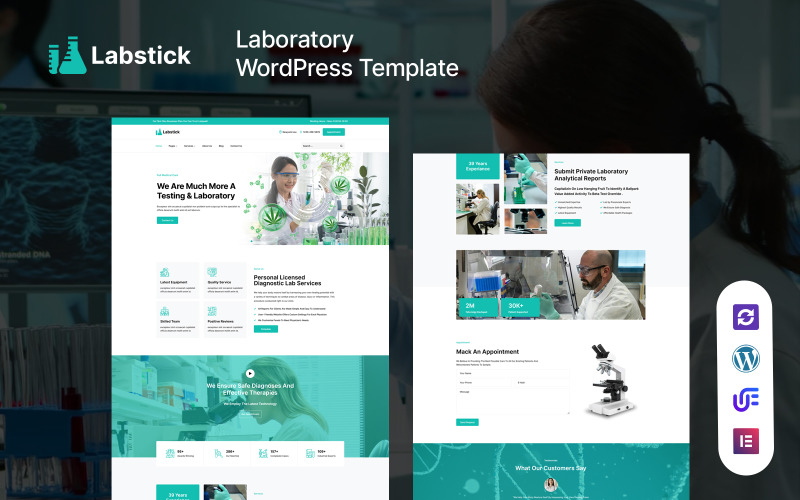 Labstick – Laboratóriumi és tudományos kutatás WordPress Elementor téma