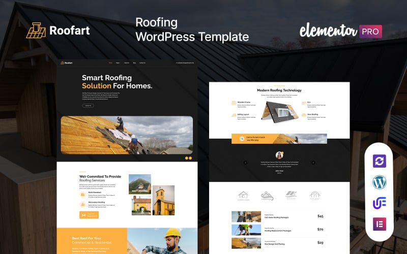 Roofart - Tema adaptable de WordPress para empresas de techado