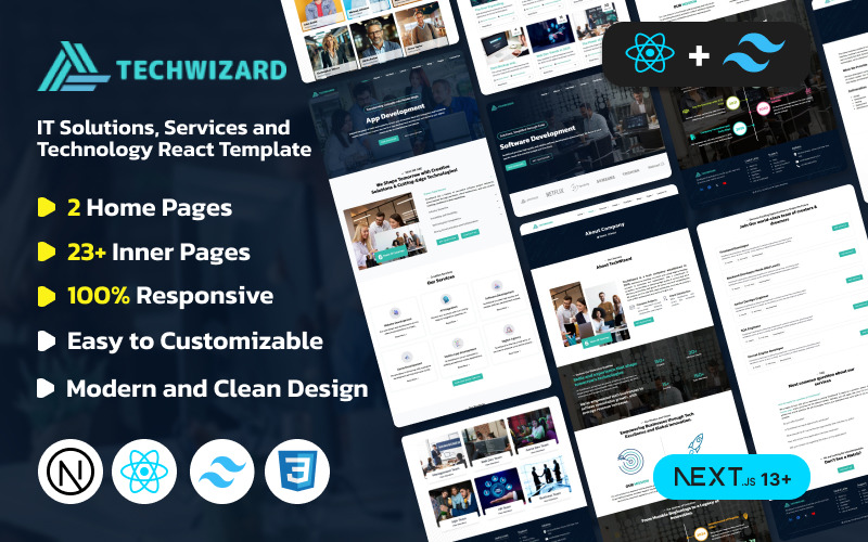 TechWizard - Next js IT解决方案服务和技术反应模型