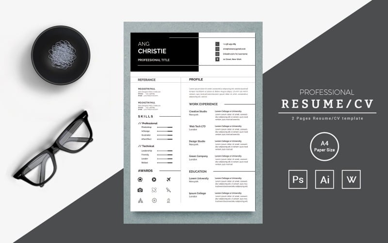 CV-sjabloon Professioneel CV, CV-sjabloon, modern CV, minimalistisch CV, CV CV