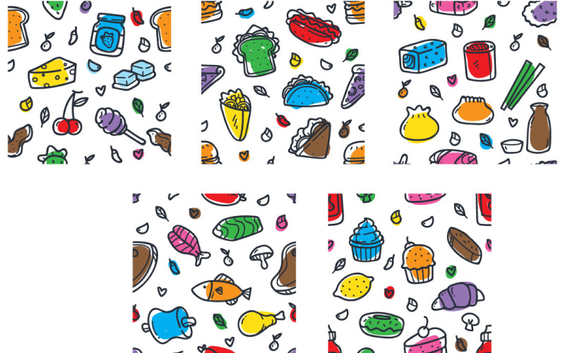 Doodle-Muster für Lebensmittel und Getränke