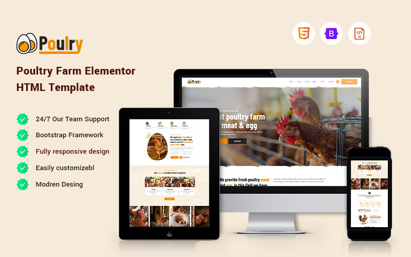 Fjäderfä - Webbplatsmall för fjäderfäfarm