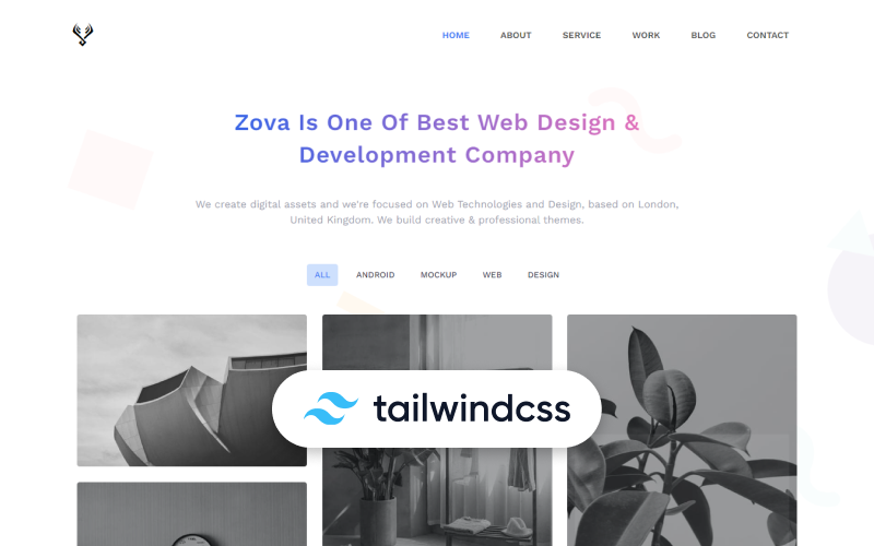 Zova - Minimalny szablon HTML Tailwind CSS 3