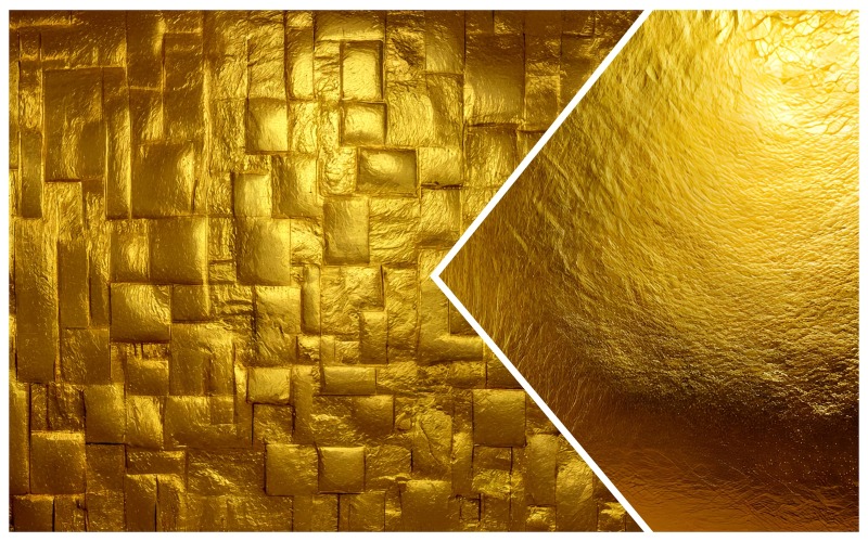 Collection de 2 modèles d'illustration d'or brillant jaune de texture de mur d'or