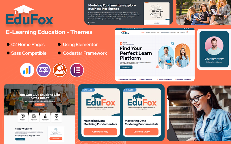 EduFox - LearnDash - Tutor LMS Aprendizagem online e venda de cursos online para tema WordPress