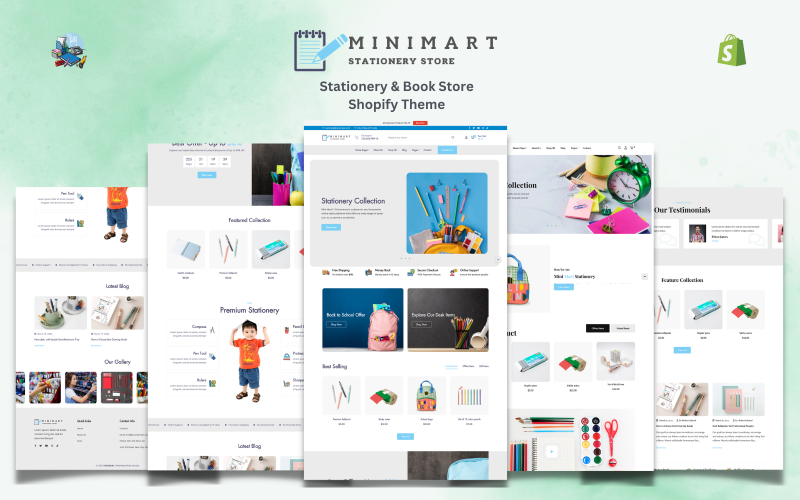 Mini Mart - Winkel voor briefpapier en boeken Shopify-thema