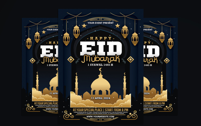 Modèle d'Affiche de flyer Eid Mubarak