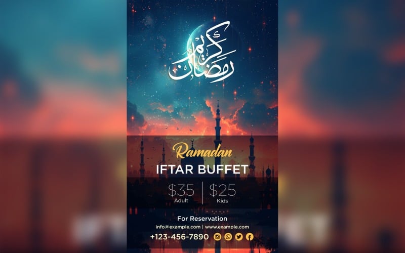 Plantilla de diseño de póster de buffet Iftar de Ramadán 97