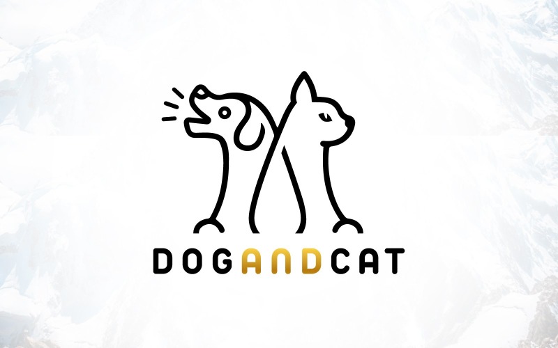 Fantastico design del logo di cane e gatto