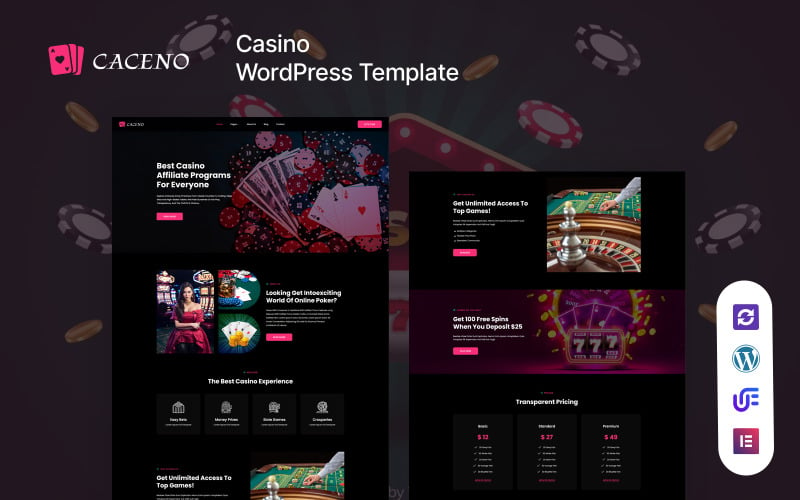 Caceno - Thème WordPress Elementor pour casinos et jeux de hasard