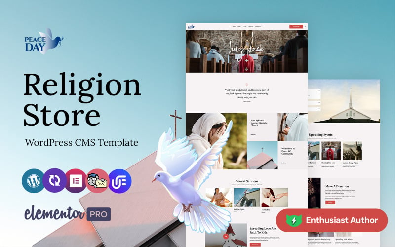 Peace Day - Religion and Buddhist 多用途 WordPress Elementor Theme