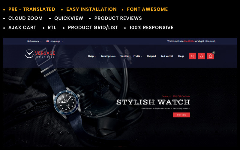 Šablona Opencart Versace Watch Store