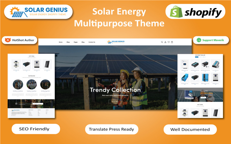 太阳能天才 - Tema Shopify de loja de energia solar, eólica e renovável