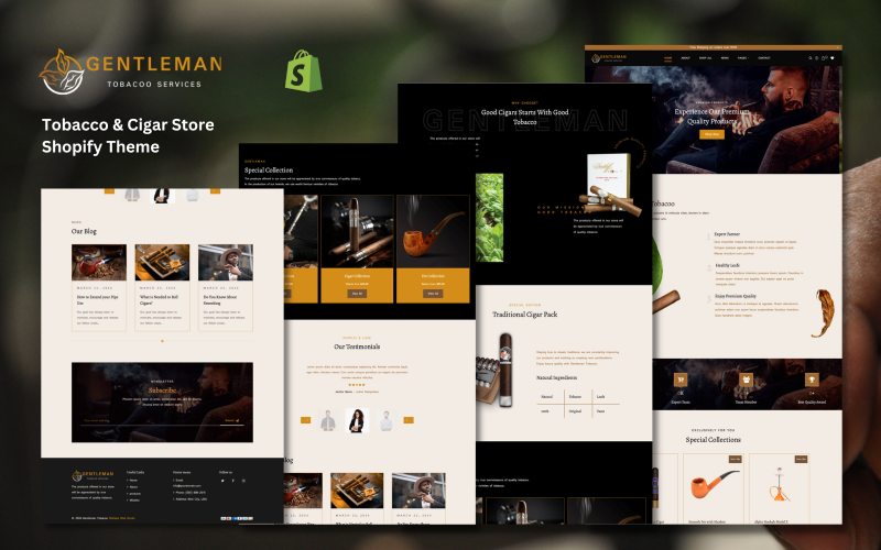 Tema Shopify para tienda de tabaco y cigarros Gentleman