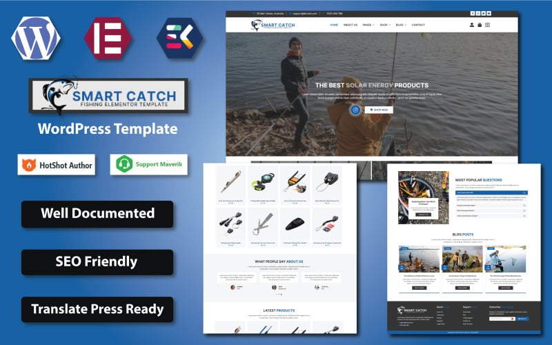 Smart Catch - Modèle WooCommerce Elementor pour équipement de pêche