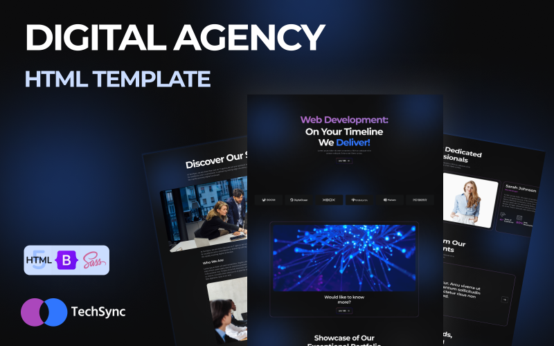 Tech Sync - HTML5-шаблон веб-сайта цифрового агентства по ИТ-решениям и бизнес-услугам