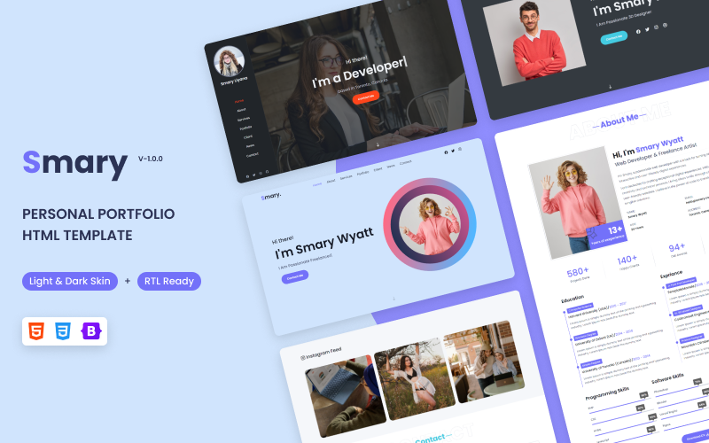 Smary – HTML-шаблон особистого портфоліо