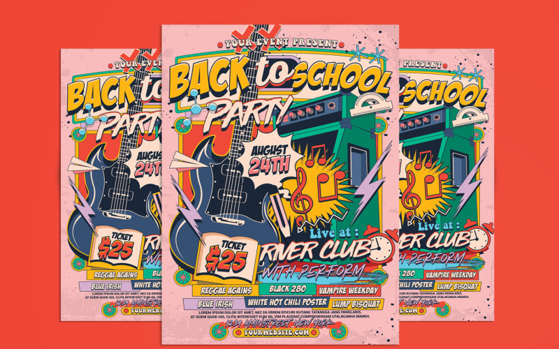 Back to School Party Flyer Poster