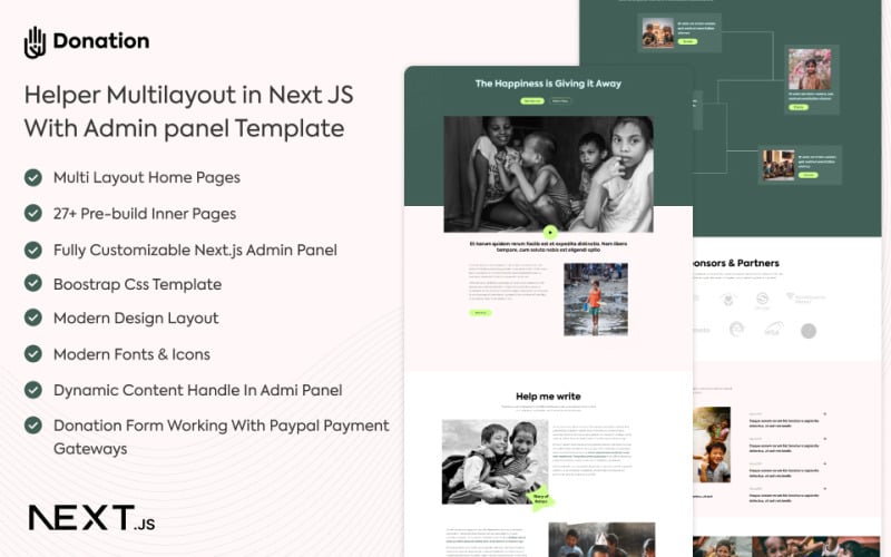 Пожертвование в Next JS с шаблоном панели администратора