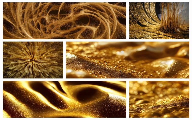 收集8个金色抽象背景与明亮的金色沙子