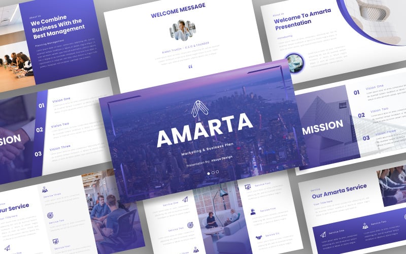 Amarta – Modèle PowerPoint de marketing et d'affaires