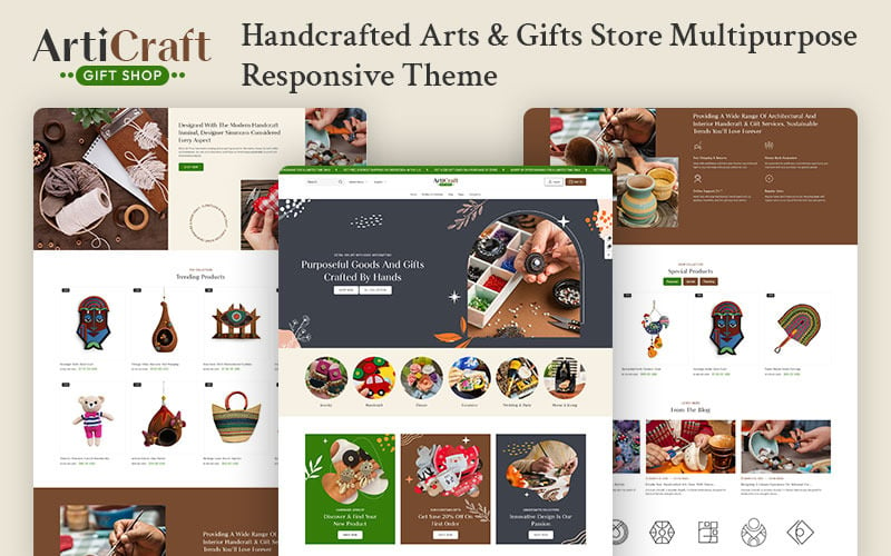 Articraft - Geschäft für handgefertigte Kunst und Geschenke. Mehrzweck-Shopify 2.0 Responsive Theme