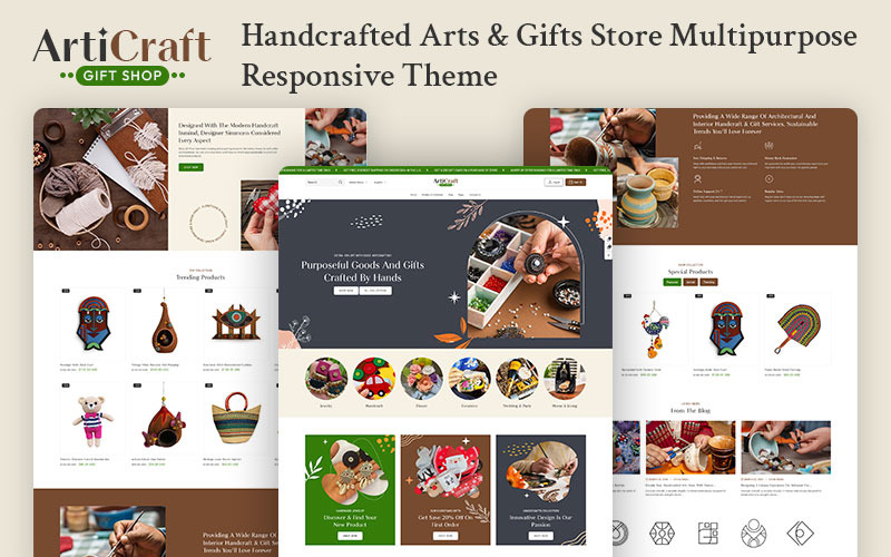 Articraft - Handcrafted Arts & Gift Store Çok Amaçlı Shopify 2.0 Duyarlı Teması