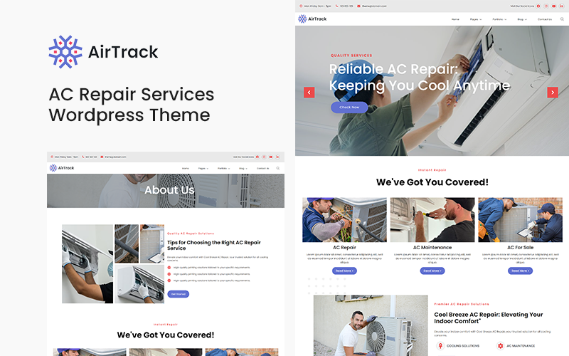 Airtrack - AC-reparatieservices Wordpress-thema