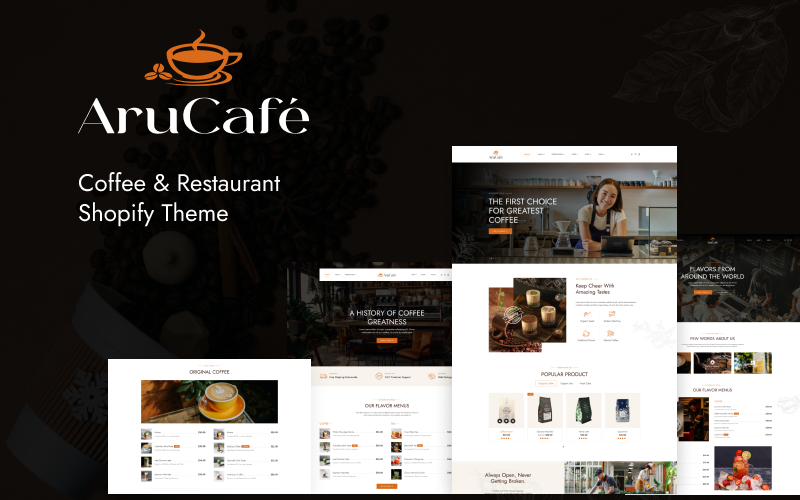 Ap Arucafe -咖啡 & 餐厅Shopify主题