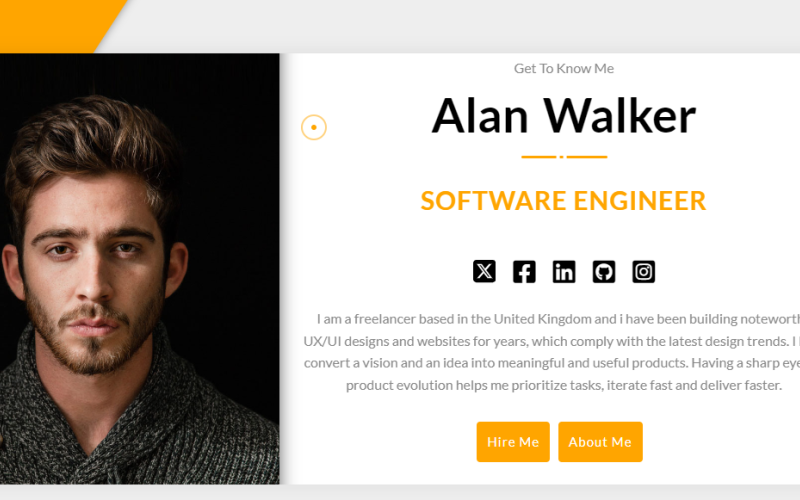 Alan Walker — szablon strony docelowej portfolio