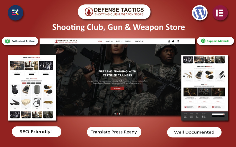 Tactiques de défense - Modèle Elementor de club de tir, d'armes et de magasin d'armes
