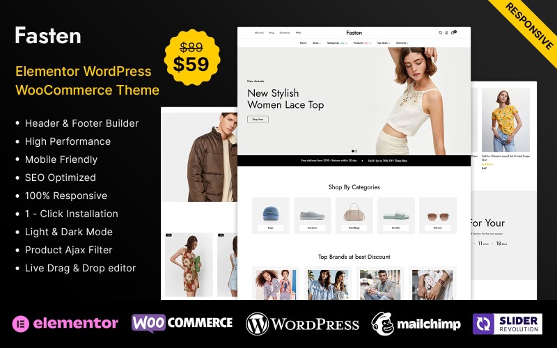 Fasten - Tema WooCommerce Elementor de moda y estilo