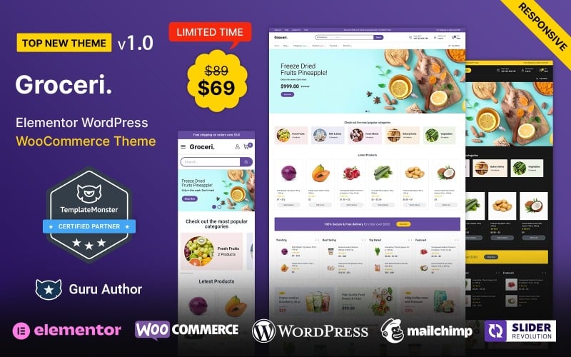 Groceri - Бакалія Fruits and Vegitables Elementor WooCommerce Theme